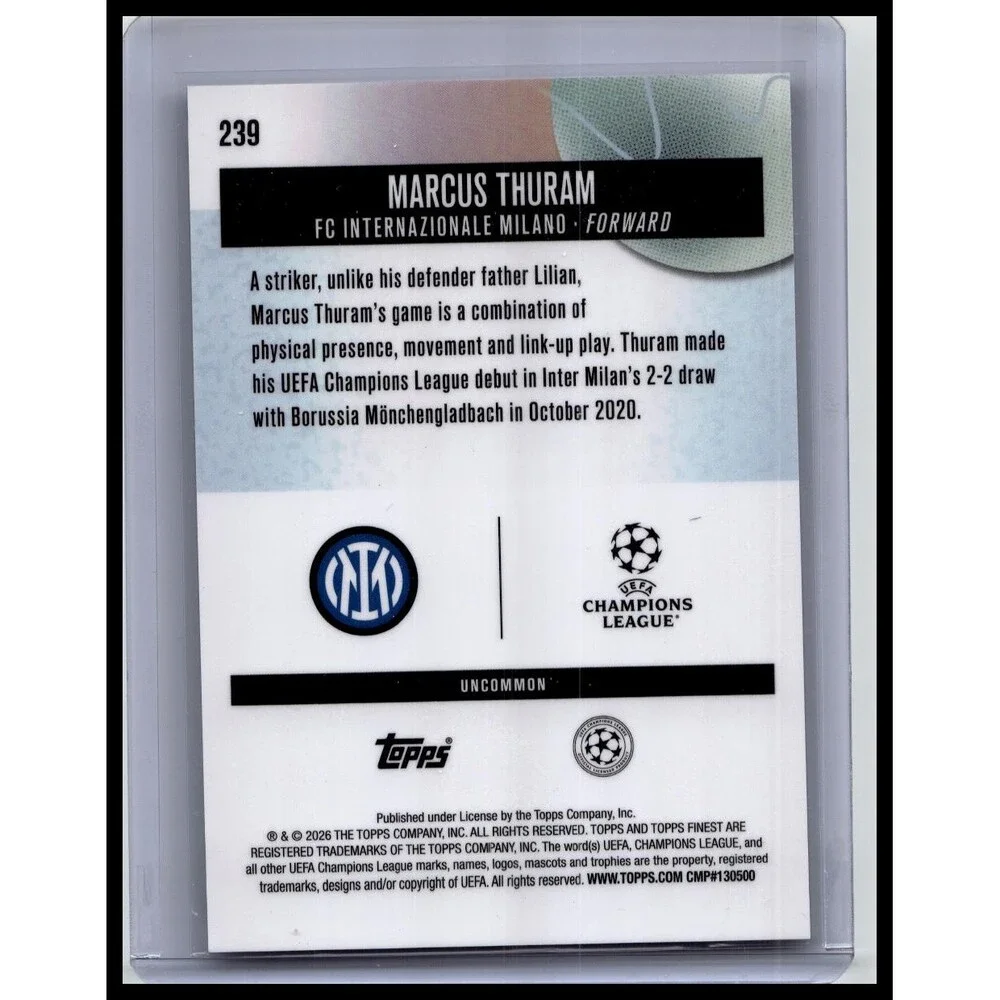 2025-26 Finest UEFA Marcus Thuram #239 Inter Milan Pearl Checkerboard #/40